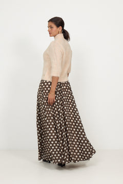 Striped Organza Maxi Skirt - Dots