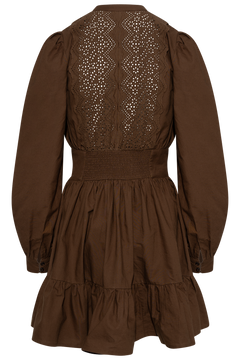 Winter Cotton Mini Dress - Brown