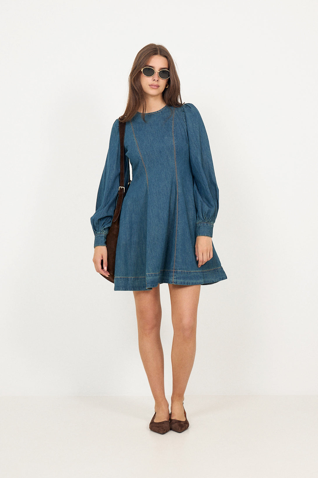 Denim Fitted Dress - French Blue