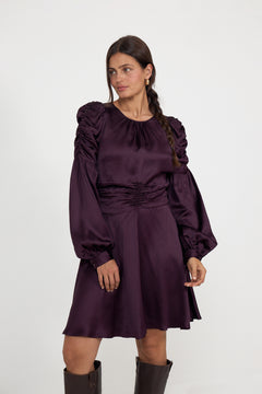 Satin Mini Dress - Burgundy