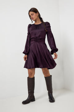 Satin Mini Dress - Burgundy