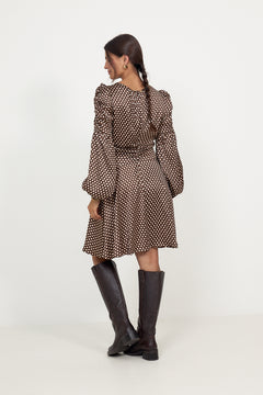 Satin Mini Dress - Blush Dots