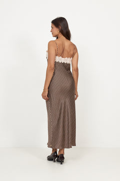 Satin Slip Dress - Blush Dots