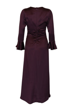 Satin Rouching Dress - Burgundy