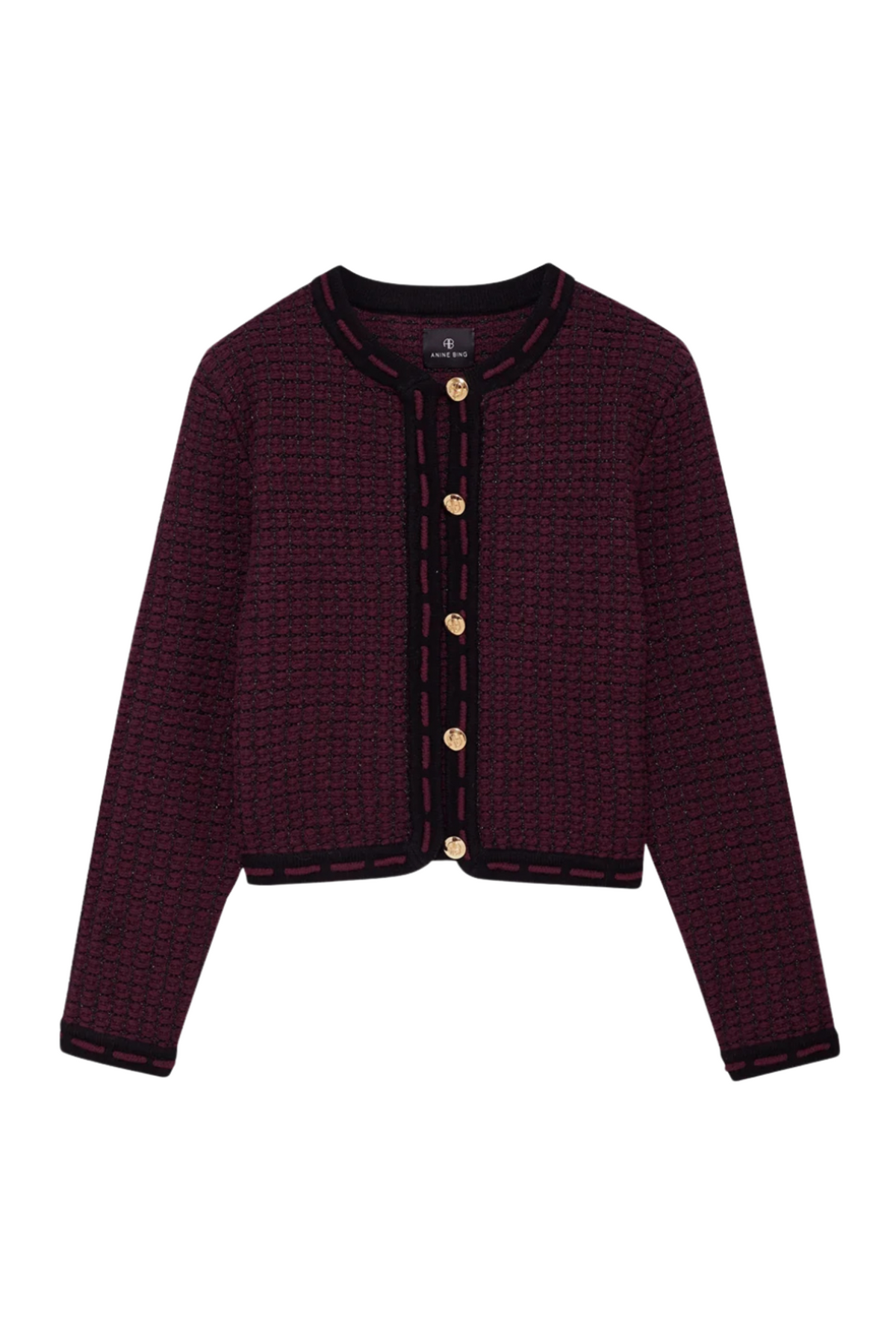 Nora Tweed Cardigan - Burgundy