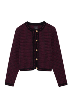 Nora Tweed Cardigan - Burgundy