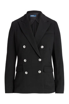 Double-Breasted Knit Blazer - Black