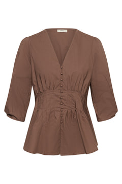 Hazeiw Fitted Blouse - Coffee Quartz