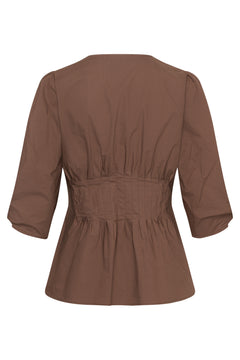 Hazeiw Fitted Blouse - Coffee Quartz