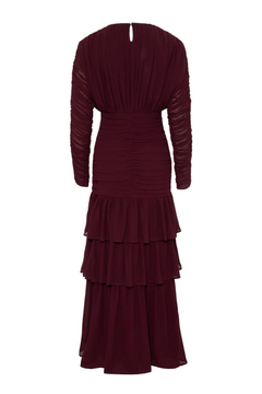 Jessie Long Sleeve Maxi Dress - Burgundy