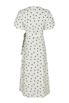 Clarine Linen Dot Dress - White