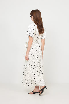 Clarine Linen Dot Dress - White
