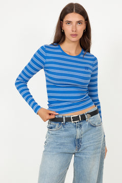 Soft Cotton Rib Stripe LS - Nouvean Navy
