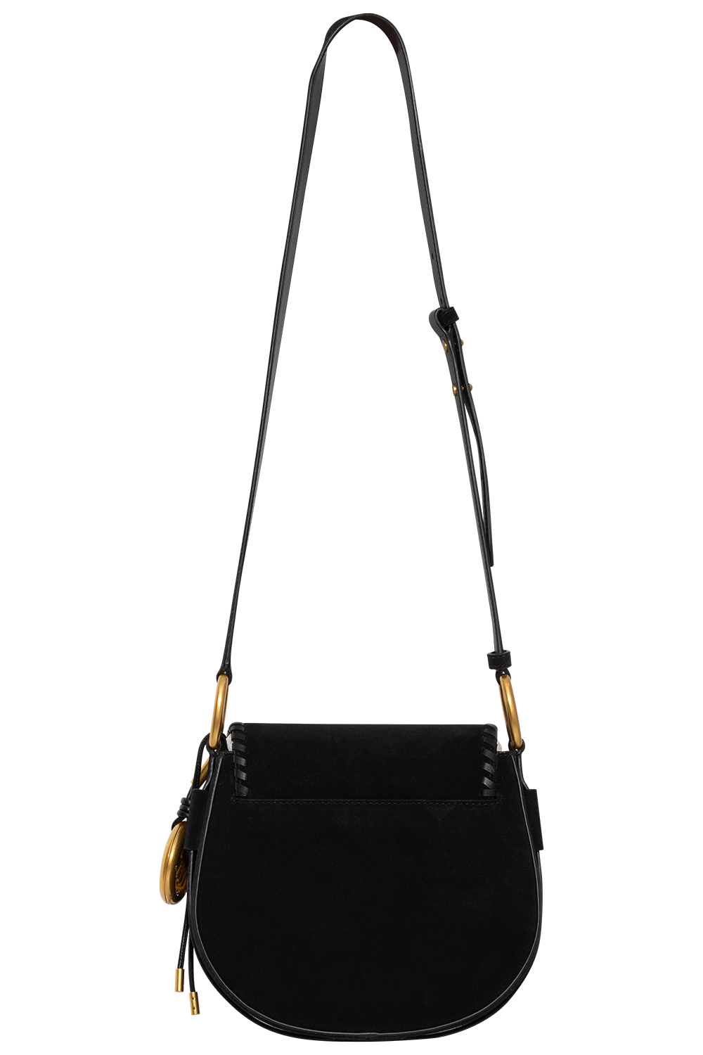 Josie Medium Whipstitched Suede Saddle Bag - Svart