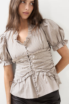 Arielic Blouse - Brown Checks