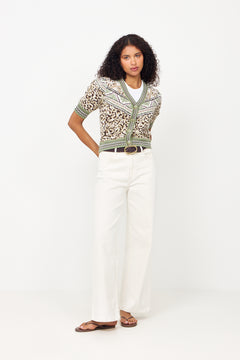 Knit Short Sleeve Cardigan - Primitive Leopardo Brown