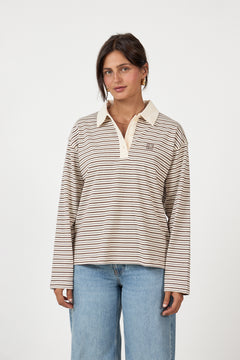 Elmer Polo Shirt - Brown Stripe