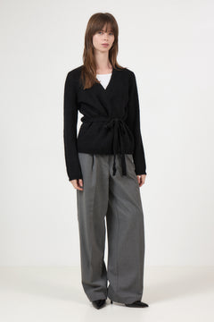 Lulu Ls Knit Wrap Cardigan - Black