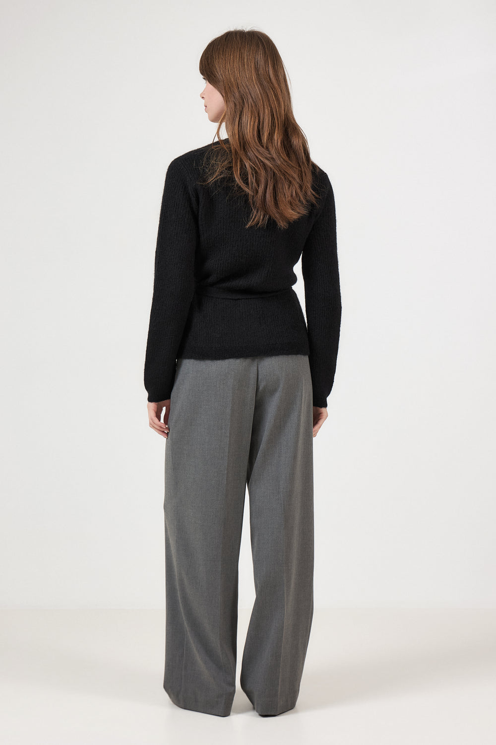 Lulu Ls Knit Wrap Cardigan - Black
