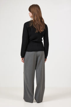 Lulu Ls Knit Wrap Cardigan - Black