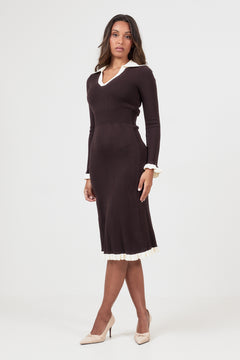 Selma Knitted Midi Dress - Dark Brown