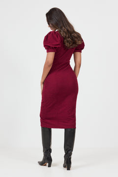 Irma Boucle Midi Dress - Bordeaux