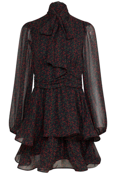 Jadine Wave Mini Dress - Black/red