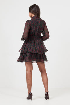 Jadine Wave Mini Dress - Black/red