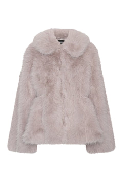 Faux Fur Flared Jacket - Alloy (Light Gray)