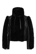 Faux Fur Leather Jacket - Svart
