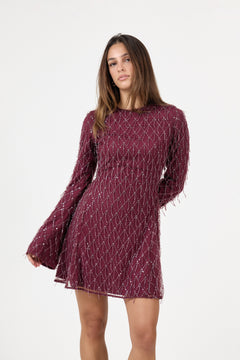 Sequins Mini Flared Dress - Winetasting