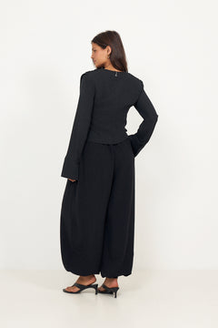 Balloon Pleated Pants - Black