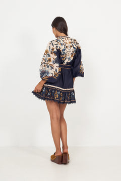 Golden Nature Mini Dress - Navy Blue