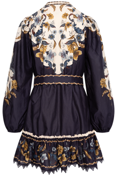 Golden Nature Mini Dress - Navy Blue