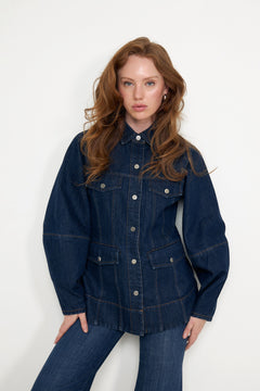 Darja Hourglass Denim Jacket - Blue