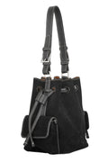 Suede Bucket Small Bag - Svart