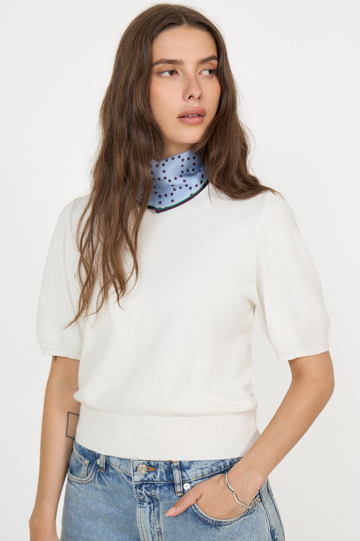 Starlia Grid Diamond Scarf - Skyway Blue