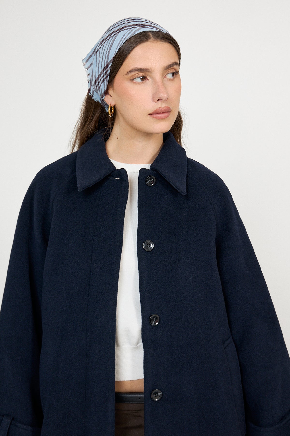 Grid Cowea Scarf - Skyway Blue