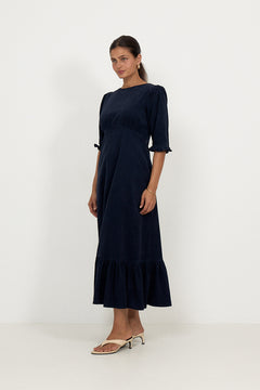 Rita Midi Dress - Midnight Corduroy