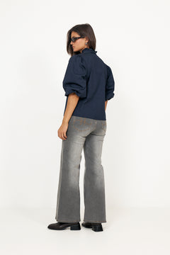 Ella Blouse - Marine Poplin