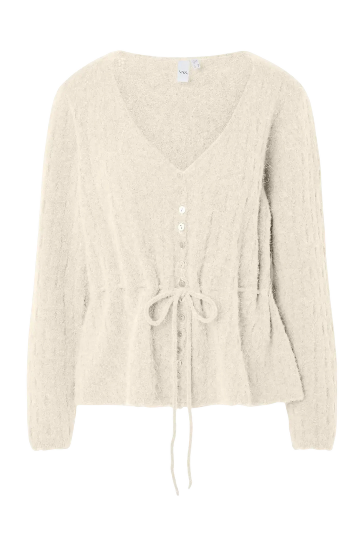 Yasmellis Ls Alpaca Blend Knit Cardigan - Pristine Melange
