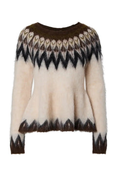 Yasismia Ls Mohair Blend Knit Pullover - Fog Ismia Pattern