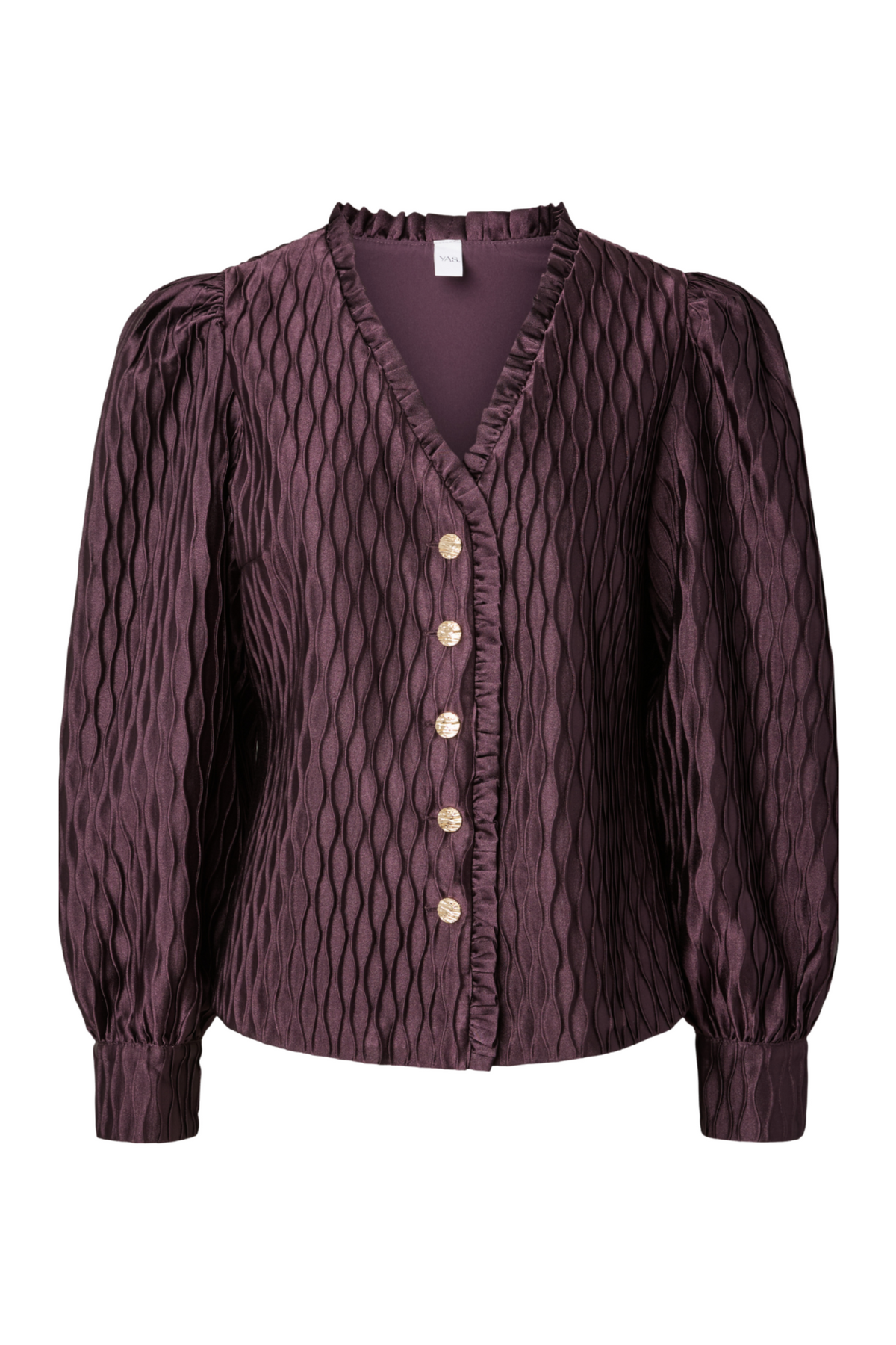 Yasripple Ls V-Neck Shirt S. Noos - Plum Perfect