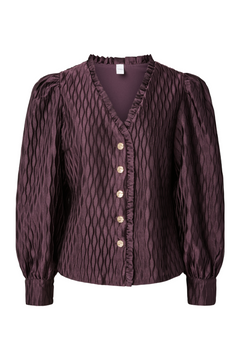 Yasripple Ls V-Neck Shirt S. Noos - Plum Perfect