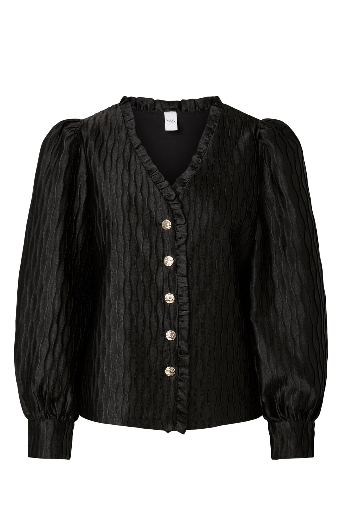 Yasripple Ls V-Neck Shirt S. Noos - Black