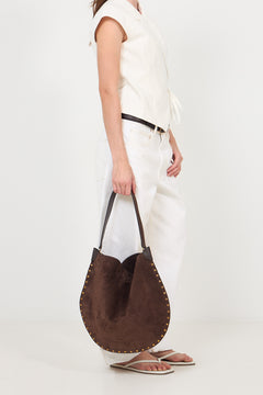 Oskan Hobo Soft Suede Leather Studded - Coffee
