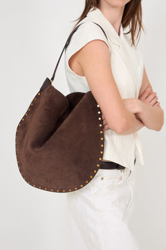 Oskan Hobo Soft Suede Leather Studded - Coffee