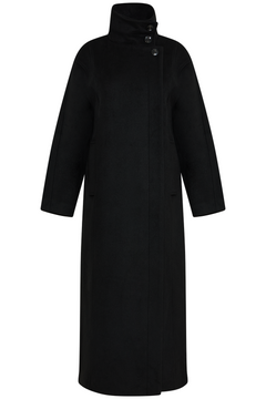 Caroline Wool Funnel Coat - Black