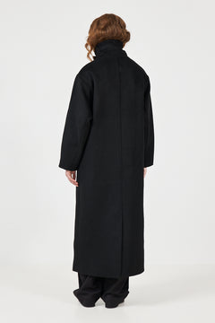 Caroline Wool Funnel Coat - Black