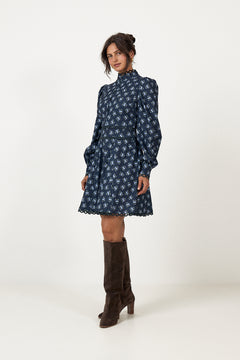 Disa Cord Mini Dress - Navy Floral